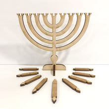 Load image into Gallery viewer, Laser-engraved Hanukkah Menorah
