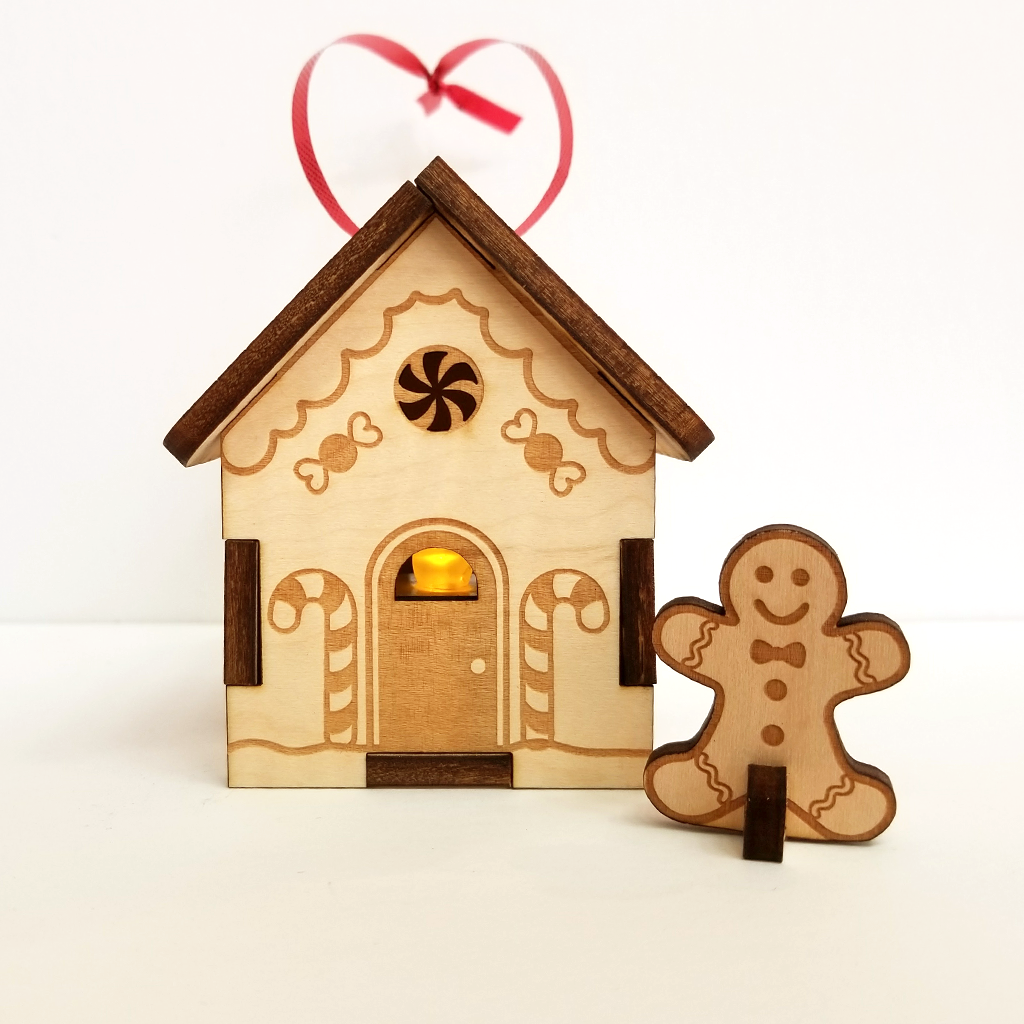 Gingerbread House with Gingerbread Person & Tea Light